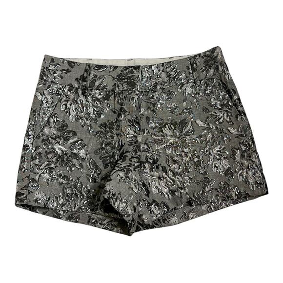 Silver Gray Metallic Trouser Shorts LC Lauren Conrad 2 Preppy Dressy Brocade - Picture 1 of 5